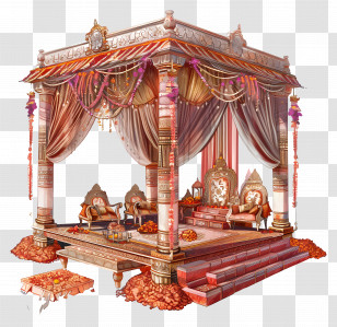 Hindu Wedding - Luxurious Temple With Seating Transparent PNG