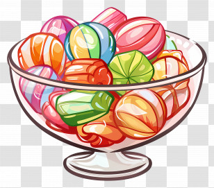 Candy Bowl - Bowl Of Colorful Candy For Festive Treats Transparent PNG
