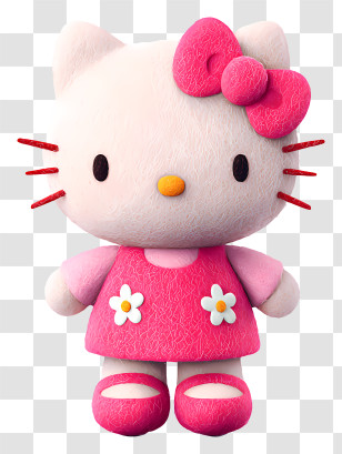 Hello Kitty Pink - White Cat With Pink Bow Character Transparent PNG