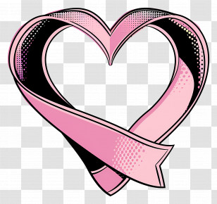 Pink Heart - Pink Ribbon Heart Symbol For Awareness Transparent PNG
