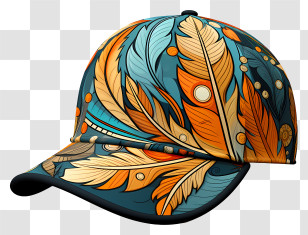 Hat - Colorful Cap With Feather Patterns Transparent PNG