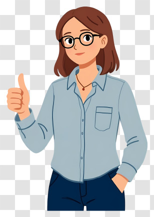 Girl Giving Thumbs Up - Smart Woman Giving Thumbs Up Transparent PNG