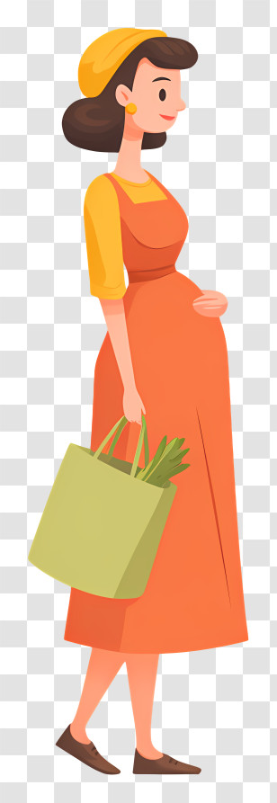Pregnant Woman With Food Bag - Pregnant Woman With Shopping Bag Transparent PNG