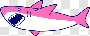 Cartoon Shark - Cute Pink Shark Cartoon Design Transparent PNG