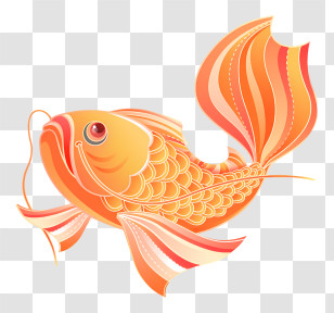 Goldfish - Goldfish Illustration With Orange Scales Transparent PNG