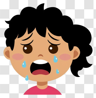 Upset Girl With Dropping Tears - Crying Child With Tears Transparent PNG