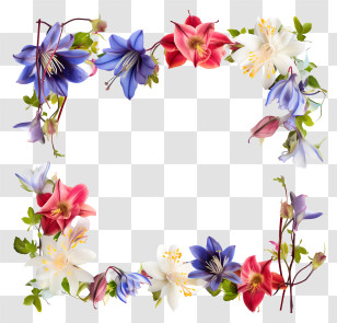 Flower Arrangement - Decorative Square Floral Frame With Vibrant Flowers Transparent PNG