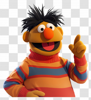 Ernie - Puppet With Orange Nose In Colorful Sweater Transparent PNG