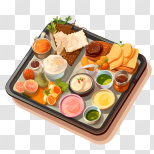 Food Tray - Deluxe Breakfast Food Tray Transparent PNG