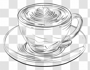 Coffee - Latte Art Coffee Design Illustration Transparent PNG