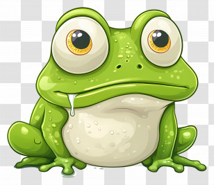 Cute Frog - Cute Green Cartoon Frog With Big Eyes Transparent PNG