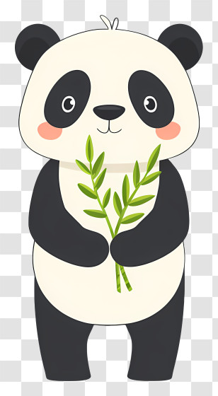 Cute Panda Holding Bamboo - Cute Panda Holding Bamboo Transparent PNG