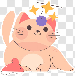 Icon - Cute Cat With Toy Transparent PNG