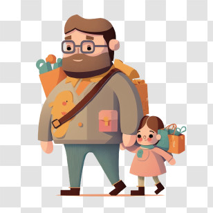 Father And Daughter
 - Father And Daughter Shopping Adventure Illustration Transparent PNG
