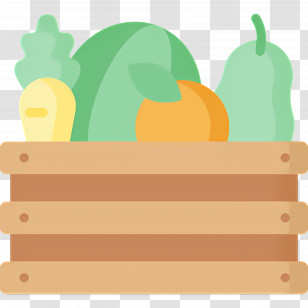Harvest Box - Cartoon Wooden Crate With Vegetables Transparent PNG