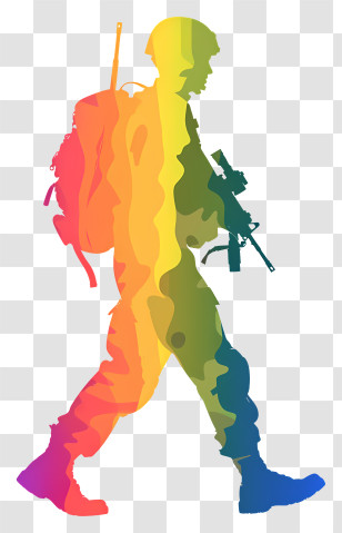 Soldier Silhouette - Rainbow Colored Soldier Silhouette Illustration Transparent PNG