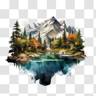 National Park Service Founders Day - Mountain Landscape With Forest And Lake Transparent PNG