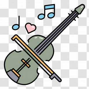Violin - Violin With Musical Notes And Heart Transparent PNG