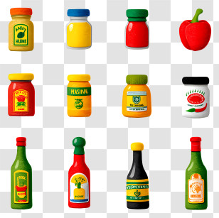 Indian Beverage Condiments - Colorful Condiment Bottles For Kitchen Transparent PNG