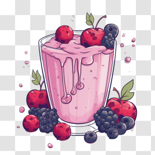 Milkshake - Fresh Berry Smoothie With Healthy Fruits Transparent PNG