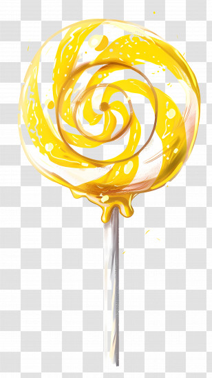 Lollipop - Yellow Swirl Lollipop Transparent PNG