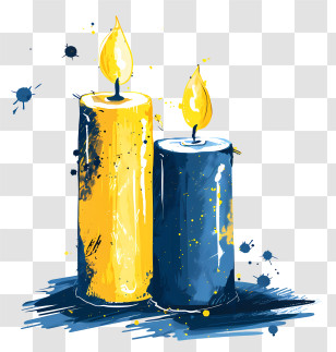 Candles - Artistic Two Glowing Candles In Yellow And Blue Transparent PNG
