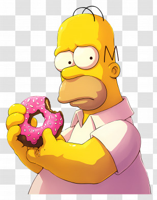 Homer Simpson - Cartoon Character Holding Donut Transparent PNG