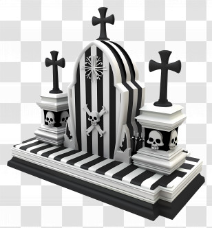 Grave - Gothic Tombstone With Skulls Transparent PNG