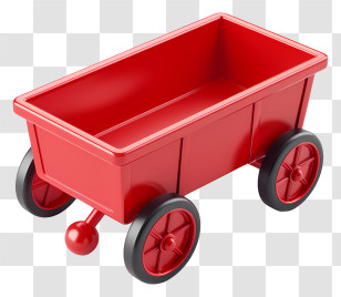 Little Red Wagon Day - Red Wagon Toy On Wheels Transparent PNG