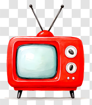 Retro Tv With Antenna - Red Retro TV With Antenna Transparent PNG