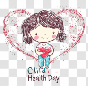 Child Health Day - Child Health Day With Heart And Girl Illustration Transparent PNG