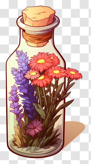 Dry Flower Glass - Bottle Containing Wildflowers Illustration Transparent PNG
