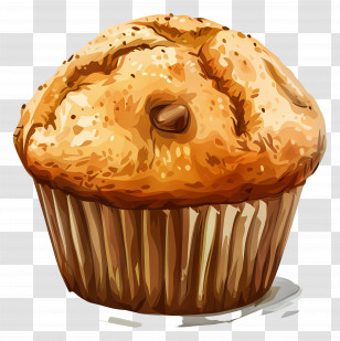 Muffin - Delicious Muffin Illustration With Chocolate Chip Transparent PNG