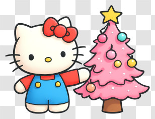 Hello Kitty Christmas - Hello Kitty Pink Christmas Tree Transparent PNG