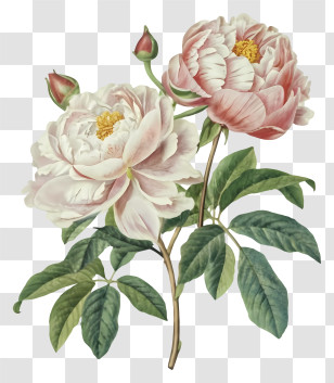 Pink Peonies - Light Pink Peony Floral Illustration Transparent PNG