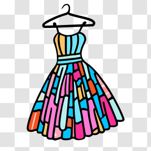 Cartoon Dress - Colorful Patterned Dress On Hanger Transparent PNG