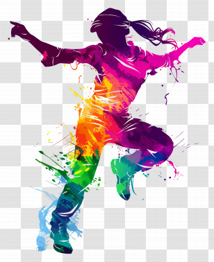 Colorful Dancer Silhouette - Colorful Dancing Figure Illustration Transparent PNG