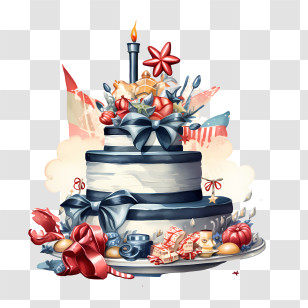 Navy Birthday - Decorated Birthday Cake Transparent PNG