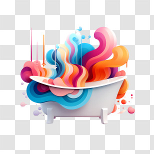 Bathtub Party Day - Colorful Bath With Bubbles Transparent PNG