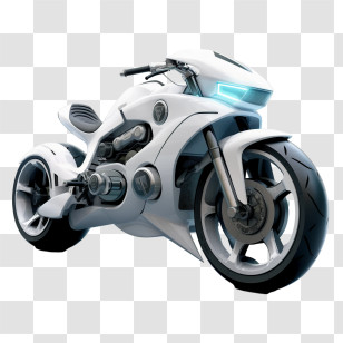 Motorcycle - Futuristic Modern White Motorcycle Transparent PNG