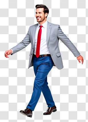 Businessman Walking - Confident Man Walking In Grey Blazer Transparent PNG