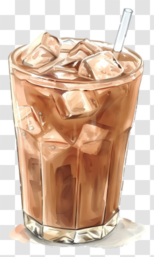 Iced Coffee - Iced Coffee Drink With Ice Cubes Transparent PNG