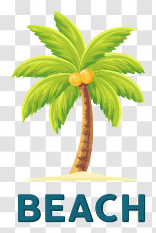 Beach Logo - Green Palm Tree On Beach Transparent PNG