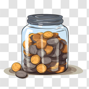 World Thrift Day - Coins In A Savings Glass Jar Illustration Transparent PNG