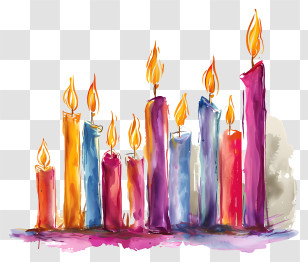 Candlemas - Colorful Painted Candles With Bright Flames Transparent PNG