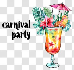Brazilian Carnival - Tropical Cocktail With Flowers For Party Transparent PNG