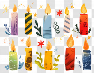 Christmas Candles - Decorative Candles With Pattern Designs Transparent PNG
