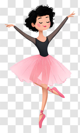 Cartoon Ballerina Dancing - Graceful Ballerina In Pink Tutu Transparent PNG