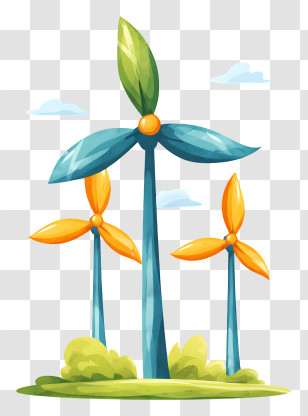 Wind Energy - Colorful Wind Turbines For Green Energy Transparent PNG