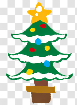 Icon - Decorative Christmas Tree Drawing With Star Transparent PNG